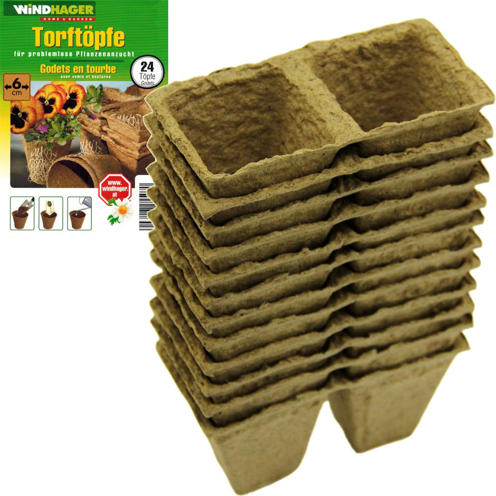 Anzuchttöpfe - Torfblumentöpfe - 24 Stück